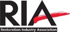 RIA restoration industry association logo black letters with red stripe crossing the A 