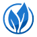 two blue outlines of leaves overlapping in a circle